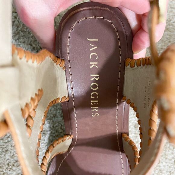 NWOB Jack Rogers Tan Leather High Heel Sandals Women's US Size 9 Made in Brazil - Picture 8 of 10